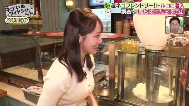 森千晴アナ　ニットで巨乳がくっきり！！