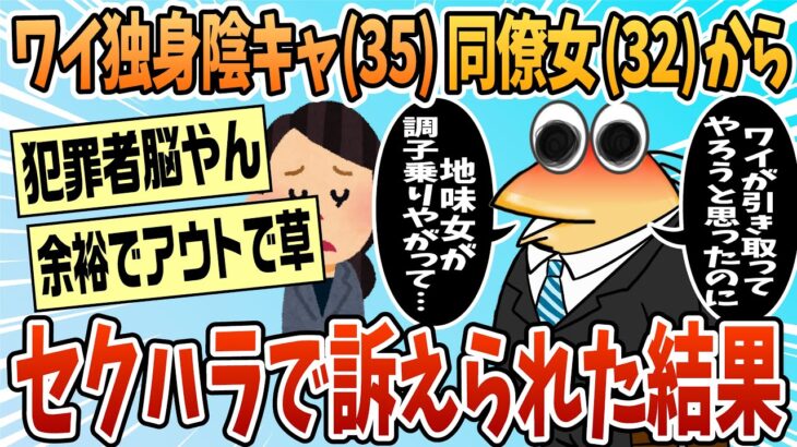 【衝撃】ワイ(35)独身陰キャ、会社の同僚女(32)からセクハラで訴えられる