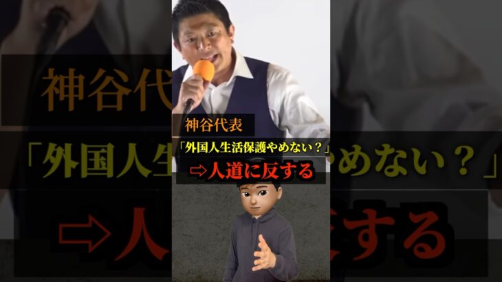 【動画】神谷代表「外国人生活保護やめない?」→人道に反する