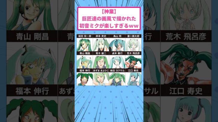 【マジかよ】巨匠達の画風で描かれた初音ミクが楽しすぎるww