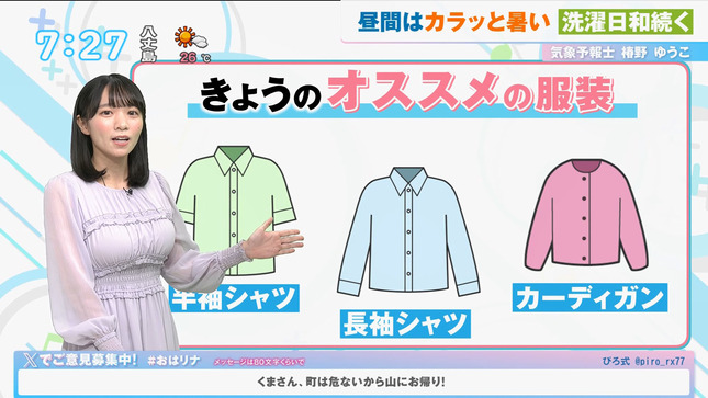 椿野ゆうこキャスター　巨乳くっきり天気予報！！