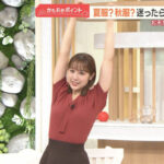 松岡朱里アナ　ニットでストレッチ！！