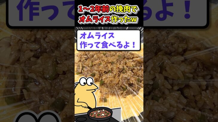 【衝撃】1~2年前の挽肉使ってオムライス作ったよw