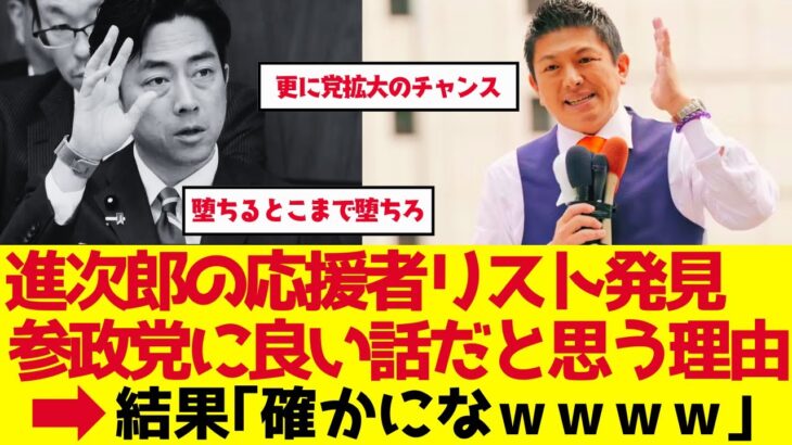【マジかよ】小泉進次郎応援議員リストが流出!神谷宗幣にチャンスが来るかもな理由
