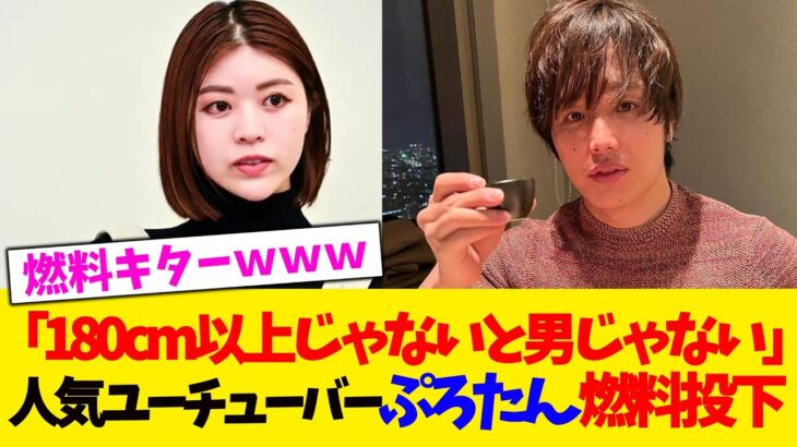 【マジかよ】ユーチューバーびっちちゃんのしろちゃん「180cm以上じゃないと男じゃない」の問題発言に人気ユーチューバーぷろたん 燃料投下!!!!!!!!!!!