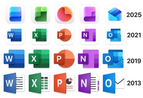 【悲報】Microsoft「Officeのアイコンダサいから文字なしに変えるわ😤」