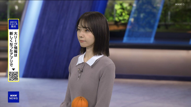 晴山紋音キャスター　ニットで胸元強調！！