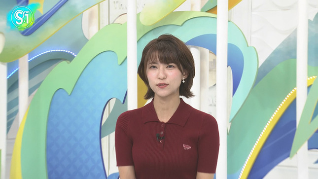 御手洗菜々アナ　ニットで胸元強調！！