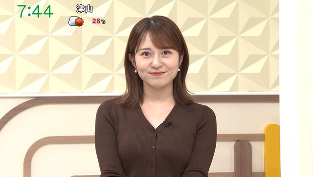 三山賀子アナ　ピチピチニットの巨乳！！【GIF動画あり】