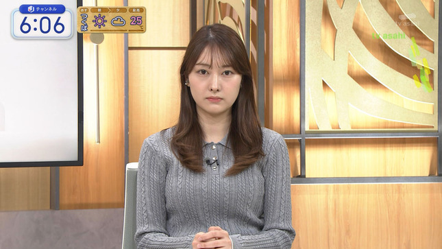 森山みなみアナ　ニットで豊乳がくっきり！！【GIF動画あり】