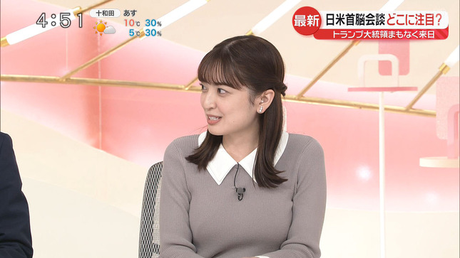 瀧口麻衣アナ　ニットの豊乳がくっきり！！