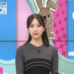 田村真子アナ　ピタピタニットで胸元強調！！