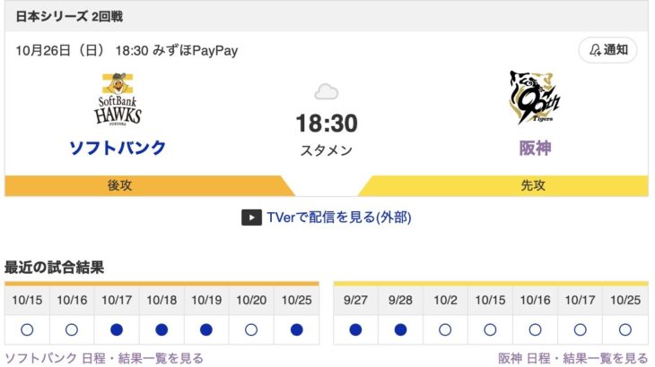 【虎実況】日シリ2戦目スタメン発表!! 6(指)高寺!!7(遊)小幡!!9(左)島田!!