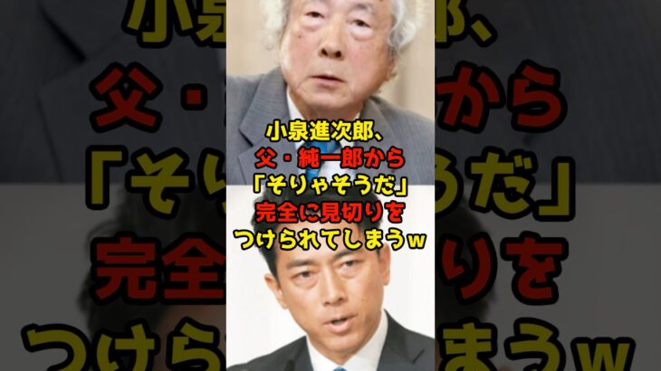 【マジかよ】㊗️10万再生!!小泉進次郎、父・純一郎から「そりゃそうだ」完全に見切りをつけられてしまうw