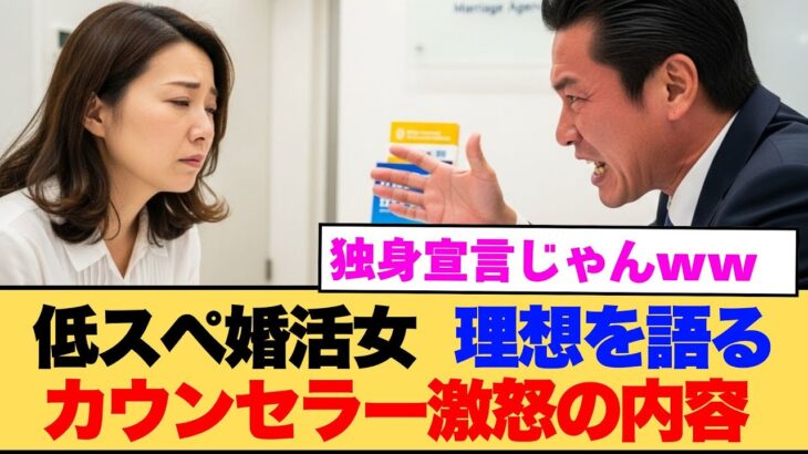 【動画】低スペ婚活女の理想。←カウンセラー激怒の衝撃内容www