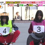 田村真子アナ　M字開脚しながら三輪車で競争！！