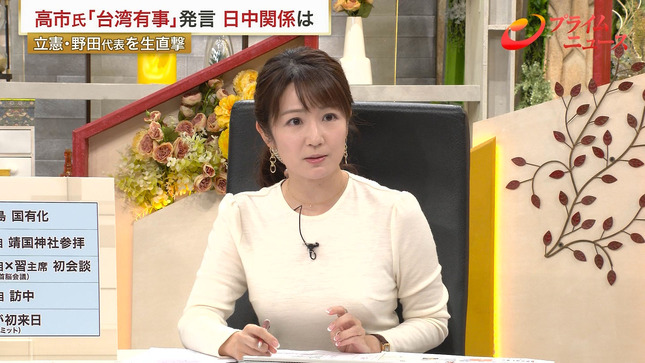 長野美郷アナ　薄手のニットで胸元パツパツ！！