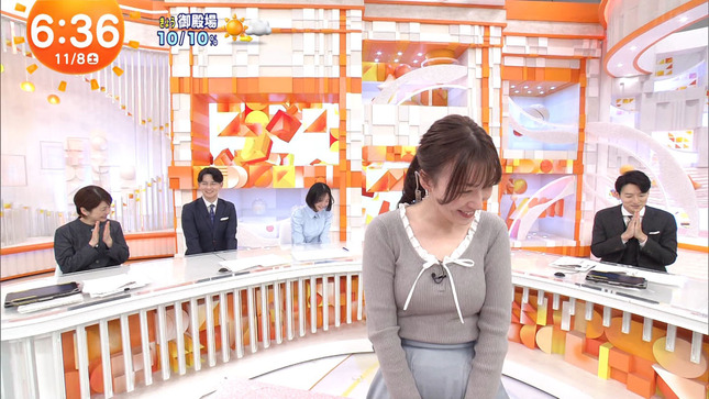 阿部華也子アナ　ピタピタのニットで巨乳がくっきり！！