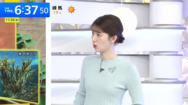 吉村恵里子アナ　ピタピタのニットで胸元くっきり！！