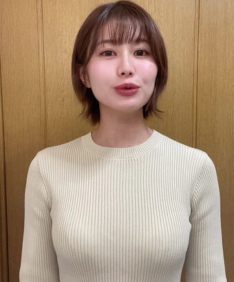 市村紗弥香キャスター　パツパツのニットで巨乳がくっきり！！【GIF動画あり】