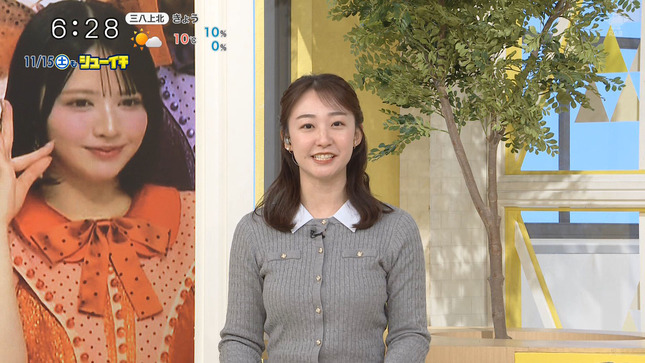 杉原凜アナ　ニットの巨乳がくっきり！！