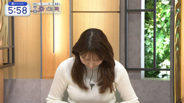 森山みなみアナ　ピタピタ白ニットの豊乳！！【GIF動画あり】