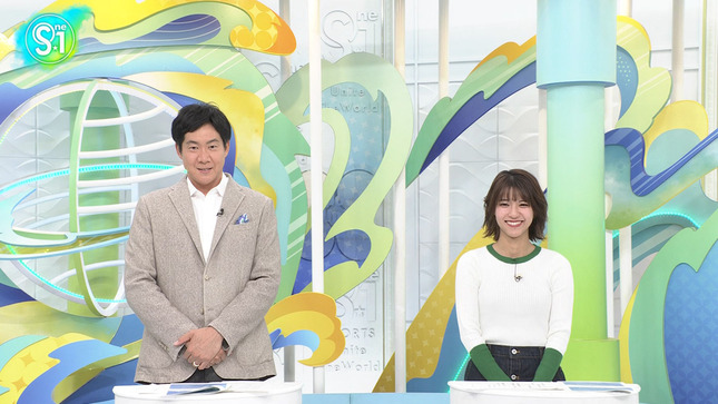 御手洗菜々アナ　ニットの豊乳！！