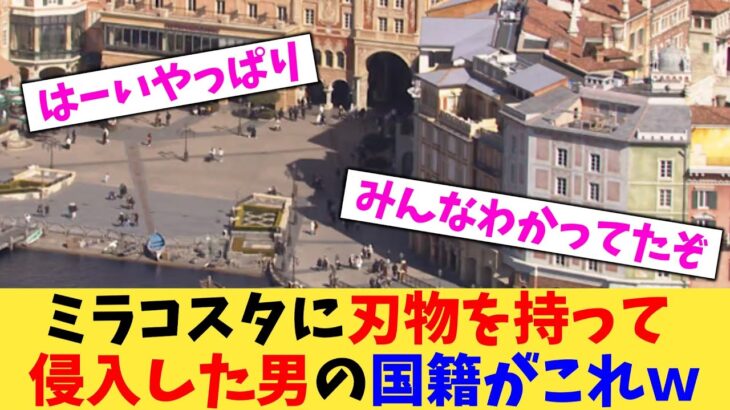 【驚愕】ミラコスタに刃物を持って侵入した男の国籍がこれw