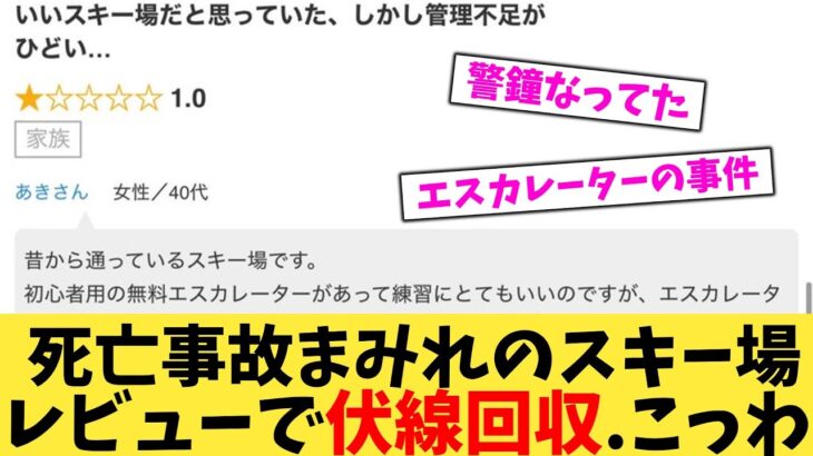 【動画】死亡事故まみれのスキー場レビューで伏線回収.こっわ