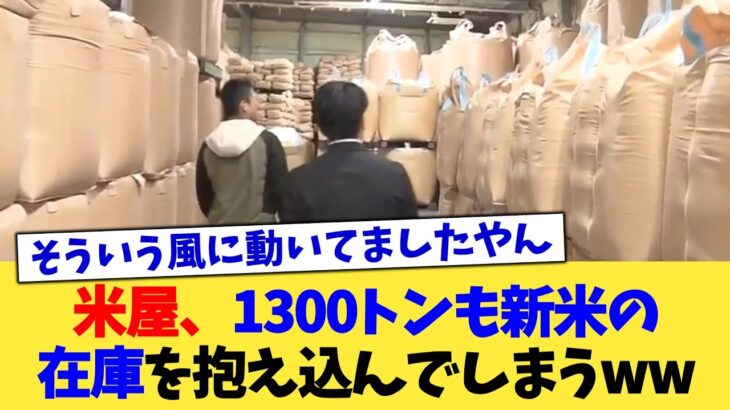 【仰天】米屋、1300トンも新米の在庫を抱え込んでしまうww