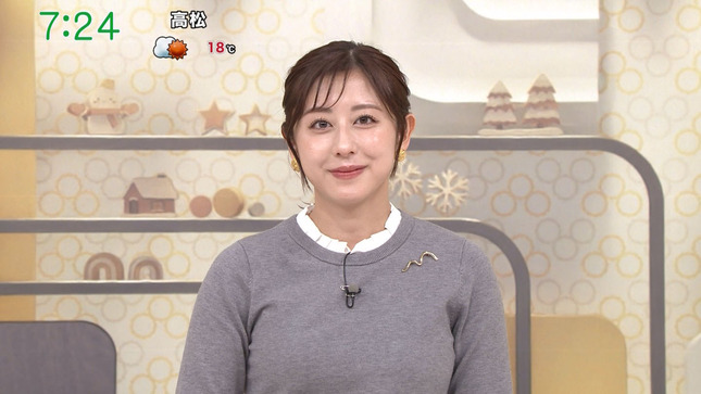 斎藤ちはるアナ　ニットの豊乳がパツパツ！！