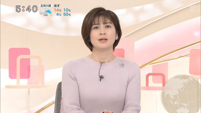 鈴江奈々アナ　セクシーニットで胸元強調！！