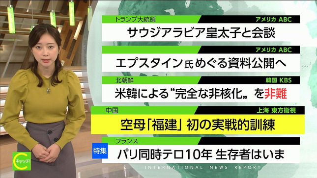 川口由梨香アナ　キャッチ！世界のトップニュース