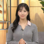 田原萌々アナ　ニットで胸がくっきり！！