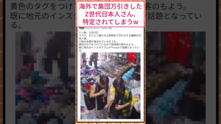 【驚愕】海外で集団万引きしたZ世代日本人さん、大谷高校と特定されてしまうw