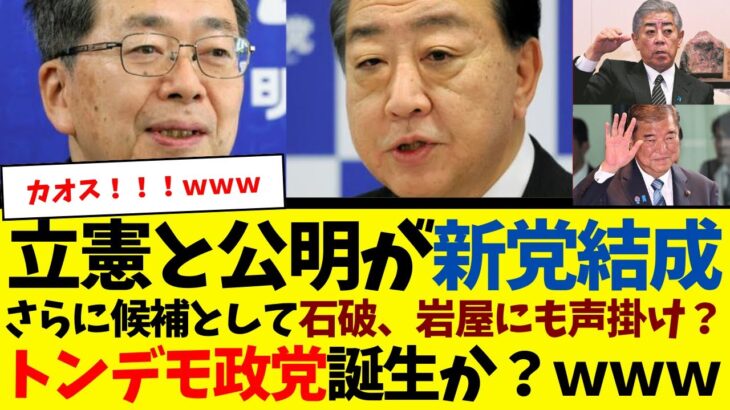 【動画】立憲公明の新党に石破岩屋も? ついにトンデモ政党誕生へwww