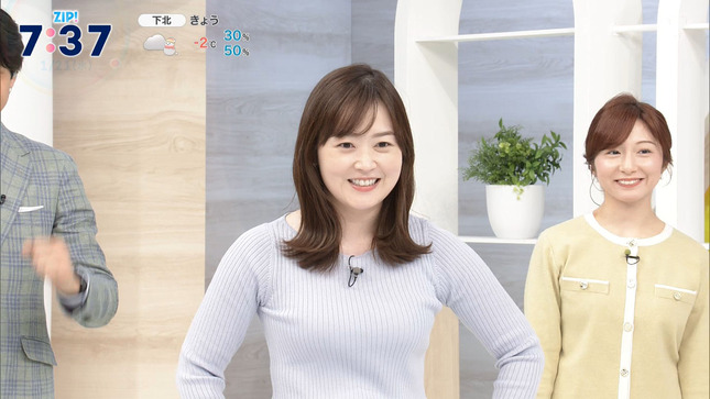 水卜麻美アナ　ピタピタのニットで巨乳が激しく揺れる！！【GIF動画あり】