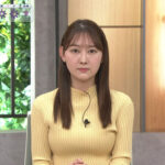 森山みなみアナ　ピタピタのニットで胸がくっきり！！【GIF動画あり】