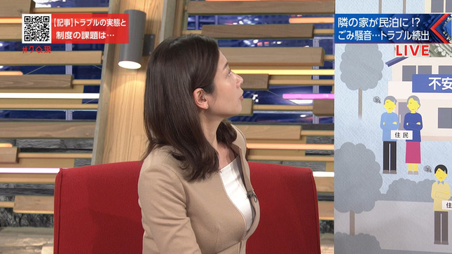 桑子真帆アナ　巨乳、肩紐チラ見え！！【GIF動画あり】