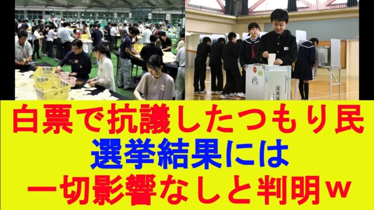 【動画】白票で抗議したつもり民、選挙結果には一切影響なしと判明w