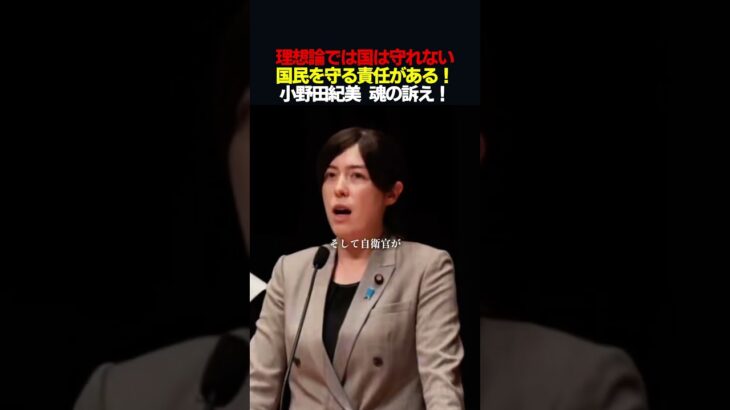 【驚愕】理想論では命は守れない。小野田紀美が掲げる国家と国民への重い責任