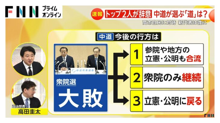 【衝撃】“惨敗”中道が選ぶ「道」は3つ…「参院・地方も合流」「衆院のみ継続」「立憲・公明に戻る」橋下徹氏「イチから作り直す意識あるかどうか」