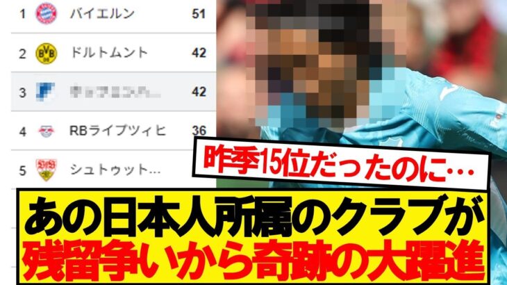 【動画】あの日本人所属のクラブがブンデス3位になってる件