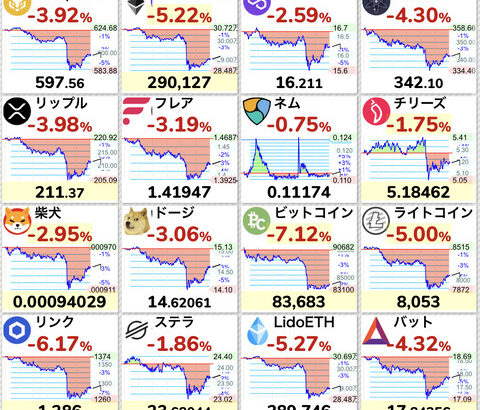 【悲報】ビットコイン落ちまくりで吐きそう