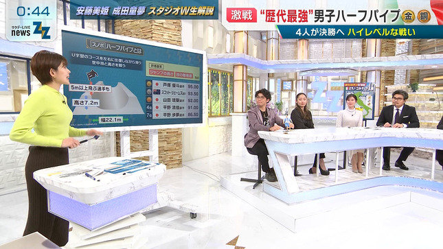 足立夏保アナと林マオアナ　ニットの胸元くっきり対決！！