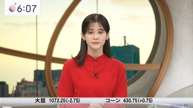 中原みなみアナ　赤いニットの豊乳！！