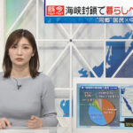 畑下由佳アナ　ピチピチのセクシーニットで胸元強調！！