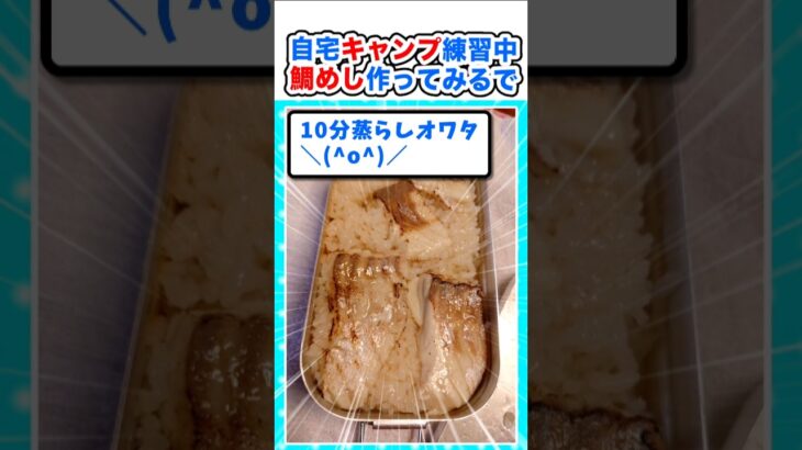 【マジかよ】自宅でキャンプ練習中!メスティン鯛めしチャレンジするでw