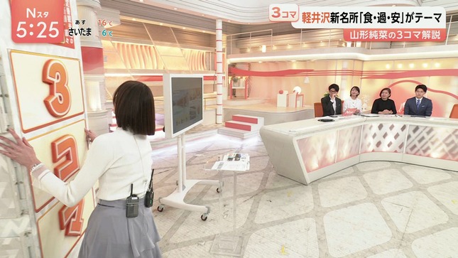 山形純菜アナ　ピチピチのニットにブラ線くっきり！！