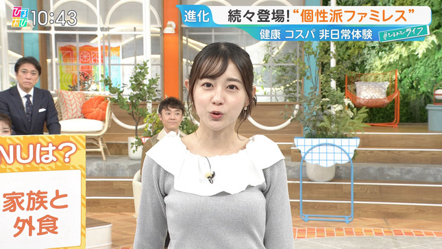 若林有子アナ　セクシーニットで胸元くっきり！！